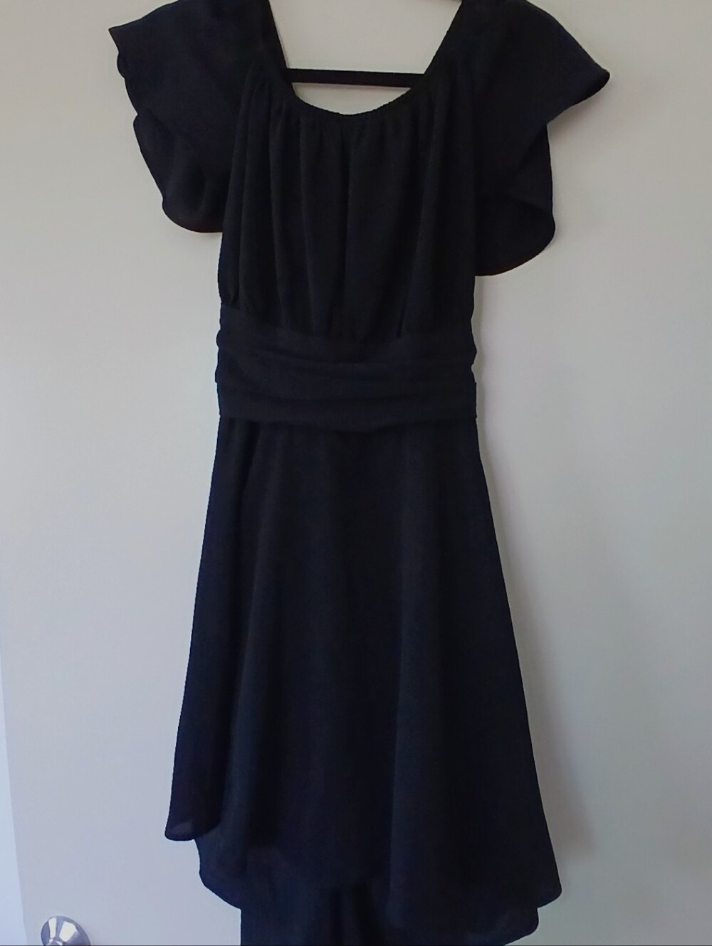 Amazon Black High-Low Dress with Flutter Sleeves